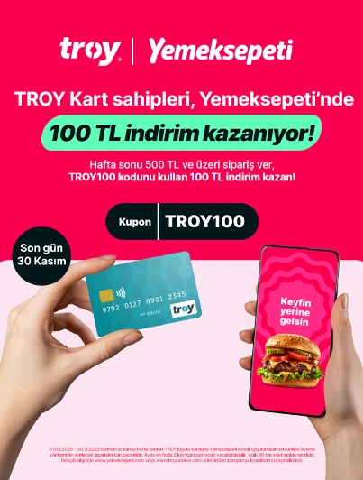 TROY Kart Sahipleri Hafta Sonları Yemeksepeti’nde Kazanıyor