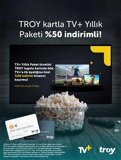 TROY Kartla TV+ Yıllık Paketi %50 İndirimli