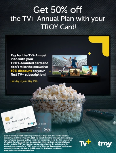 Get 50% off the TV+ Annual Plan with your TROY Card!