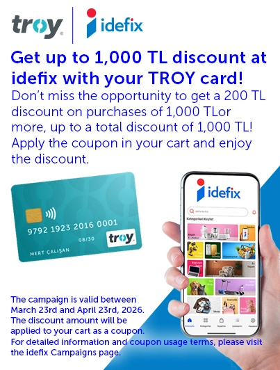 Get up to 1,000 TL discount at idefix with your TROY card!
